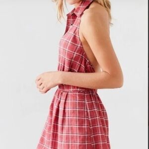 Cooperative by Urban Outfitters Plaid Backless Romper Sz-Small